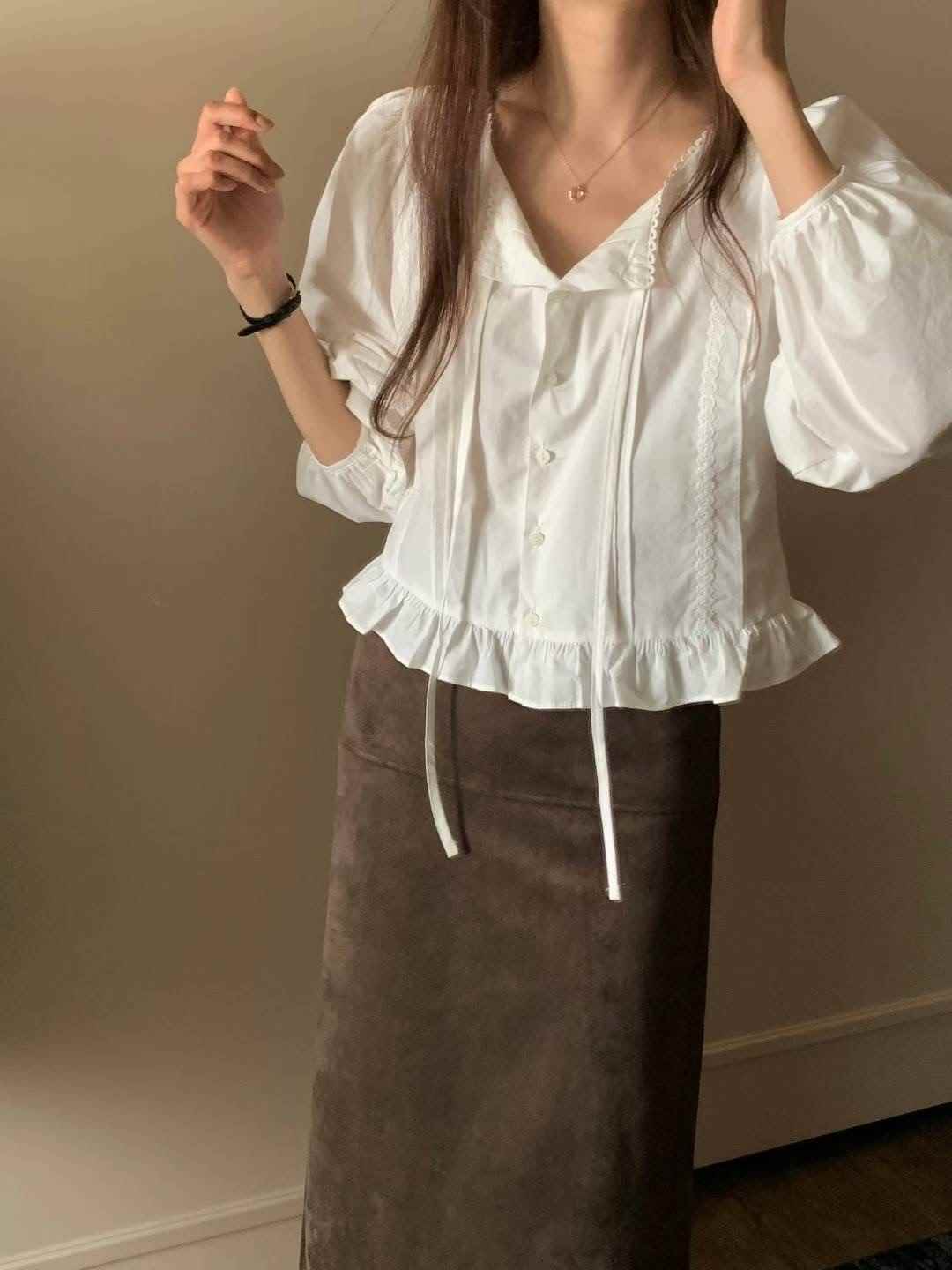 FLUTTER韓國直郵㊣女裝新款人氣推薦真品職業熱賣襯衫蕾絲衫FLUTTER/INOUF襯衫/蕾絲衫