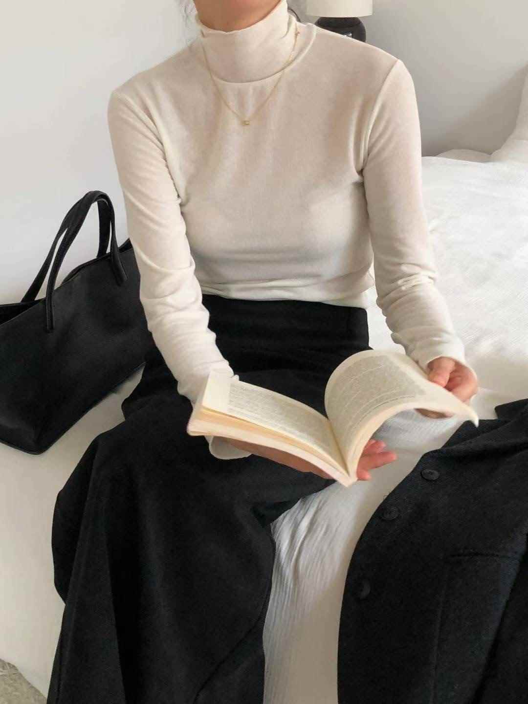 FLUTTER東大門㊣直郵女裝新款推薦休閑職業人氣25秋冬長袖T恤FLUTTER/INOUF長袖T恤