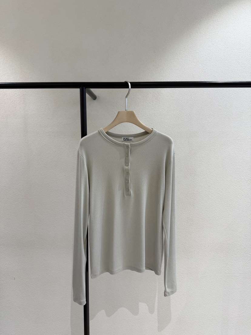 POSTMODERN韓國直郵㊣女裝新品職業人氣長袖T恤天絲春款紐扣POSTMODERN長袖T恤