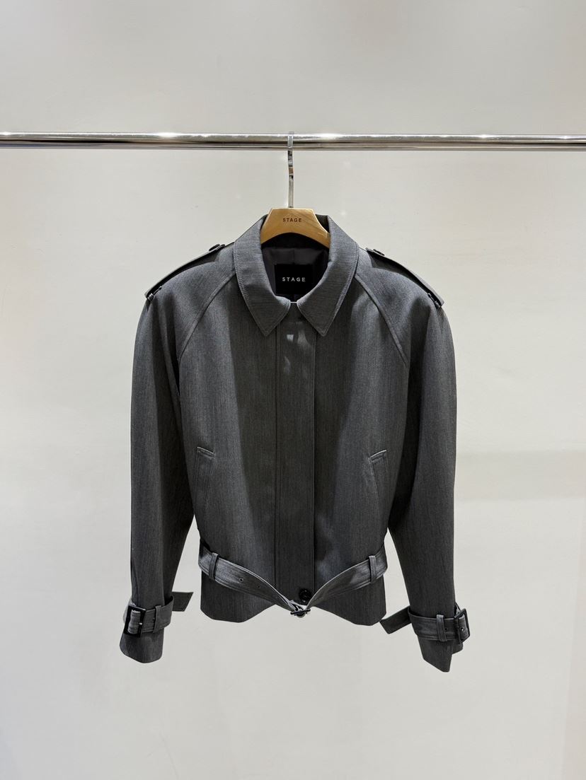 STAGE韓國直郵㊣女裝新品職業26春夏推薦人氣休閑夾克含腰帶STAGE夾克