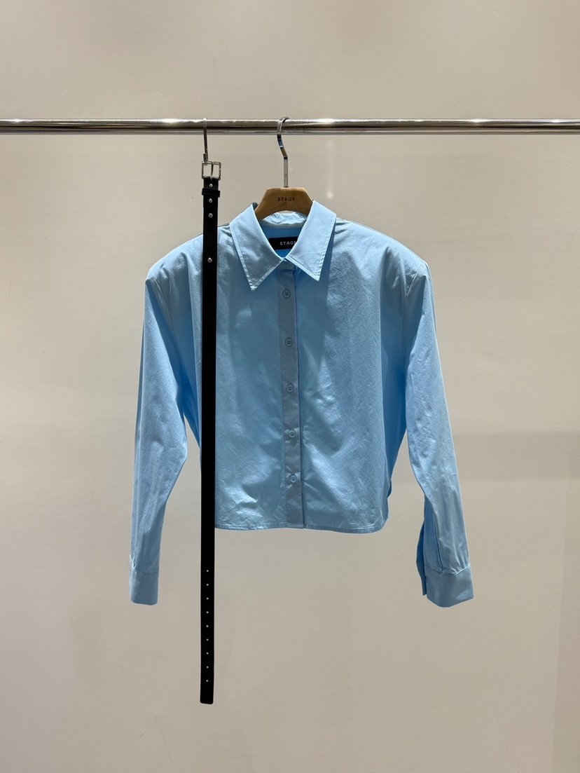 STAGE韓國代購㊣女裝新款職業真品時尚熱賣襯衫蕾絲衫含腰帶STAGE襯衫/蕾絲衫