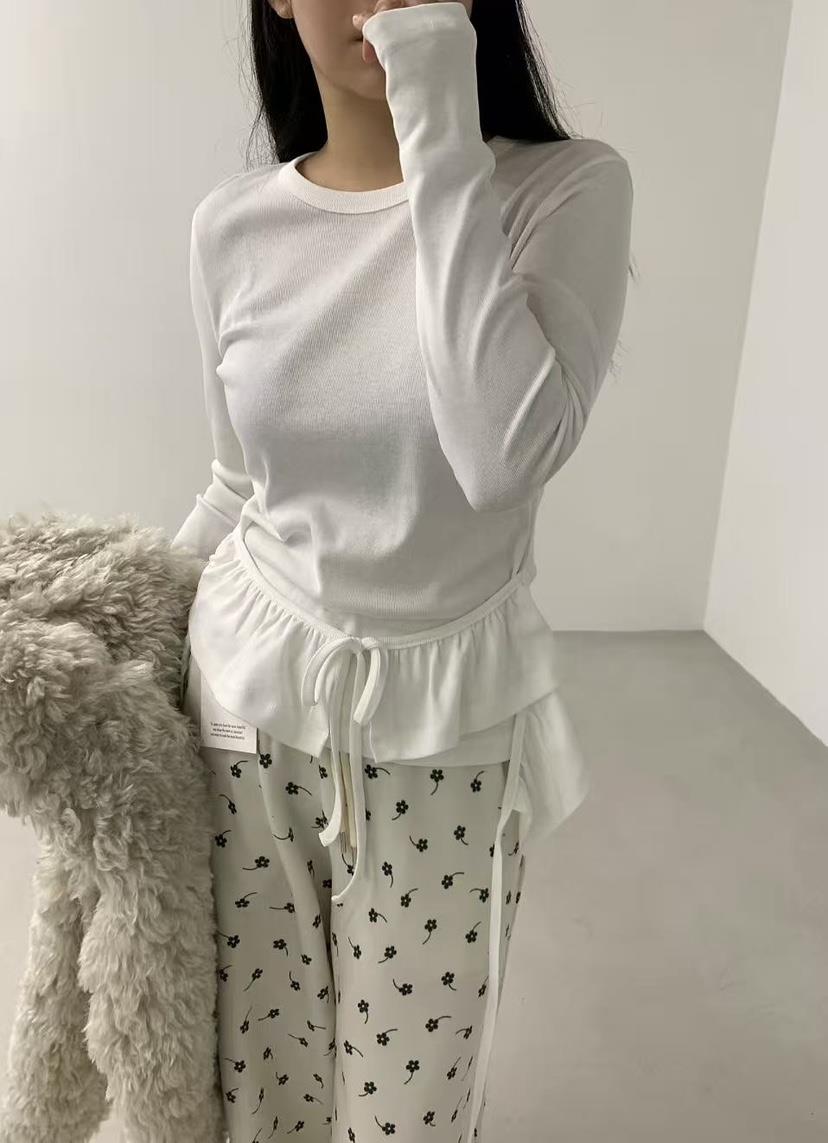 J CRANE-A韓國代購㊣女士新品熱賣人氣休閑26春夏長袖T恤褶皺J CRANE長袖T恤