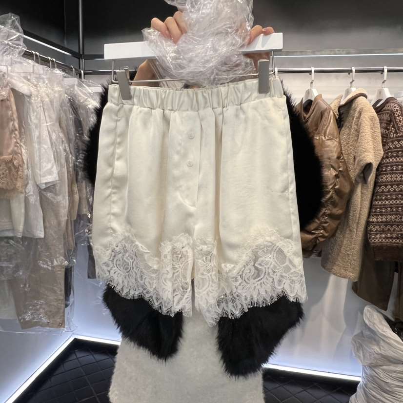 OUS/INCH-L韓國直郵㊣女裝新款推薦真品短褲春款蕾絲緞面OUS/INCH短褲