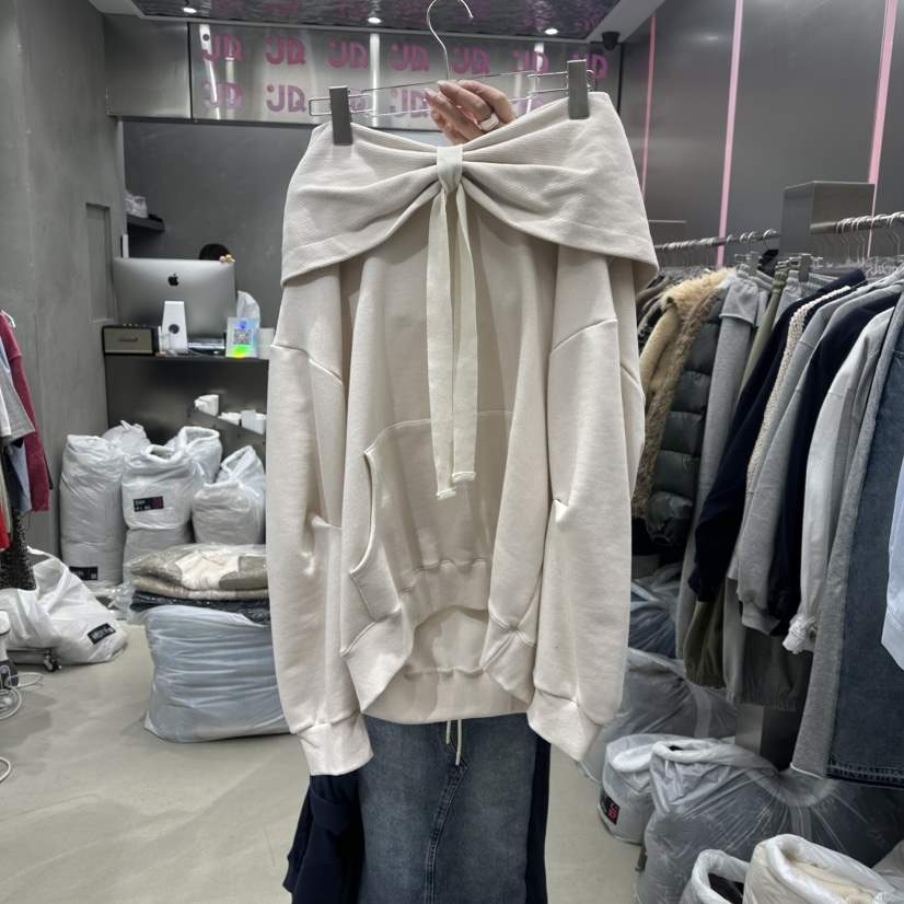 JUDYQUE㊣東大門代購女裝新品推薦26春夏熱賣衛衣春款露肩連帽JUDYQUE衛衣