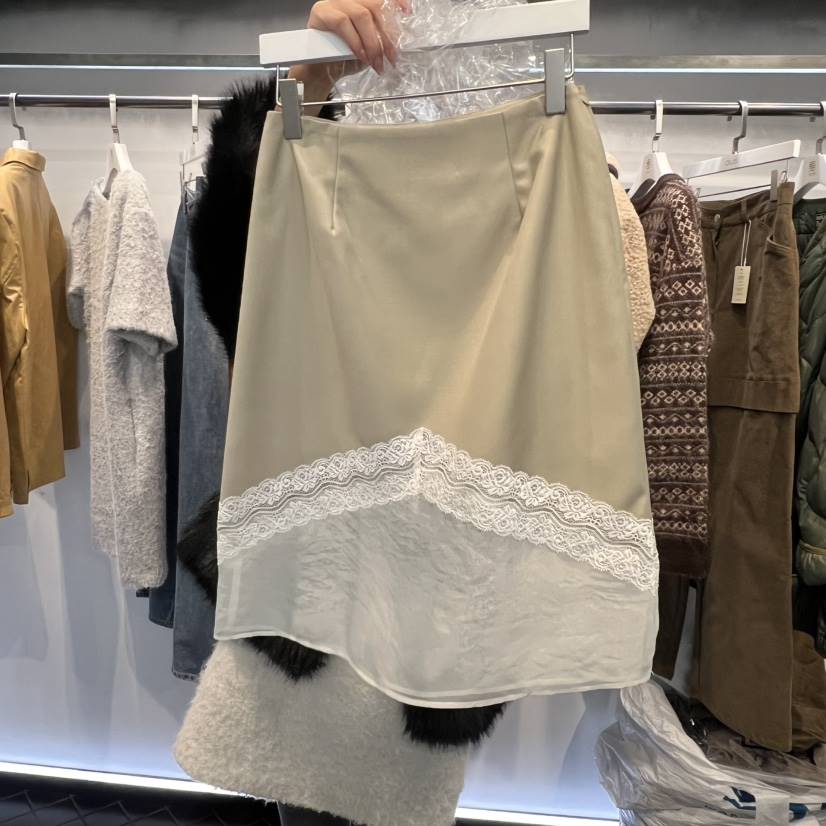 OUS/INCH-L韓國直郵㊣女士新款熱賣真品短裙歐根紗春款蕾絲OUS/INCH短裙