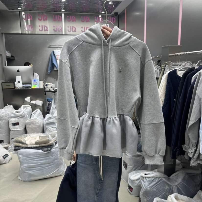 JUDYQUE韓國直郵㊣女裝新品職業26春夏人氣衛衣歐根紗春款兜帽JUDYQUE衛衣