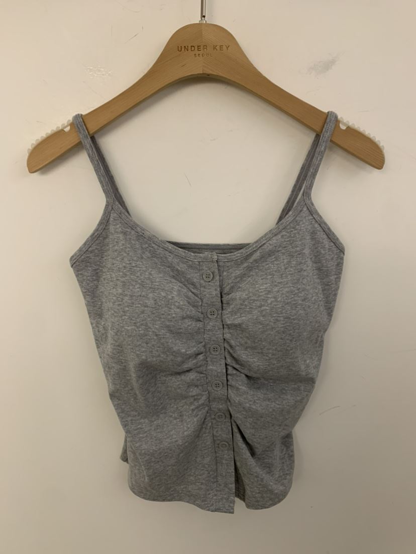 UNDER KEY㊣東大門實拍女士新款人氣時尚吊帶背心褶皺紐扣UNDER KEY吊帶/背心