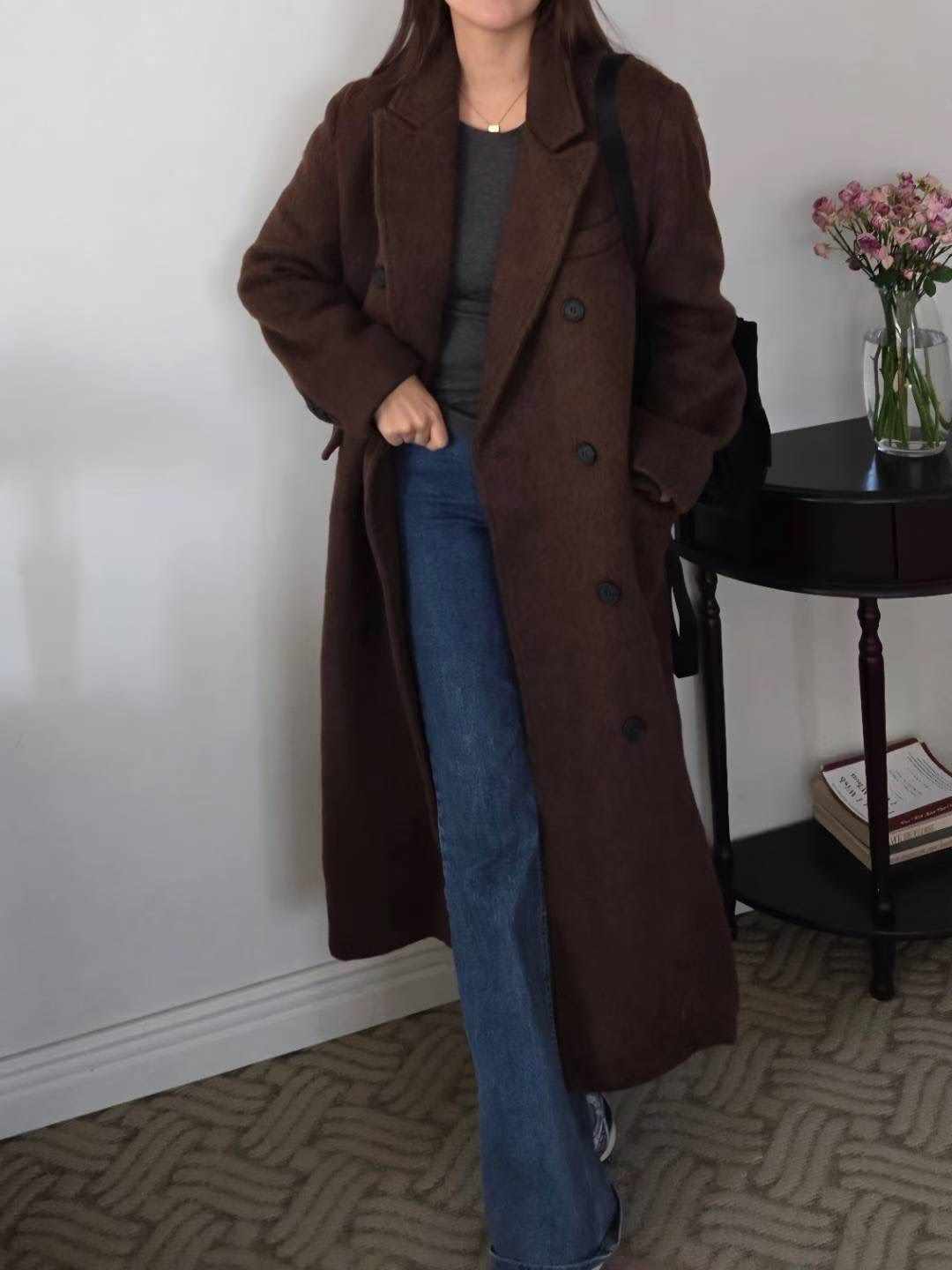 HONESTY-허니스티-T㊣東大門代購女裝新品休閑中長款大衣羊毛HONESTY中長款大衣