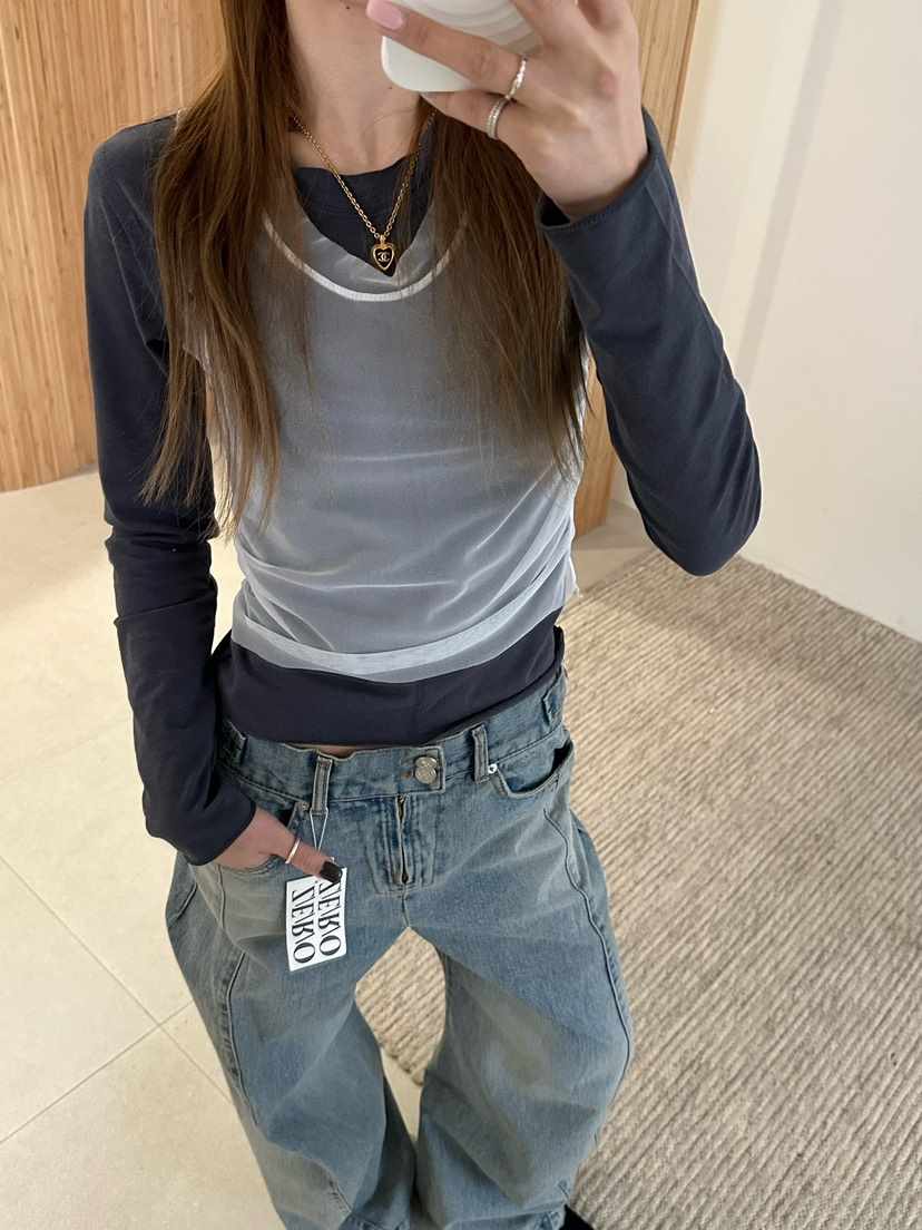 ZEROZERO韓國代購㊣女裝新品真品職業人氣26春夏長袖T恤雙層ZEROZERO長袖T恤