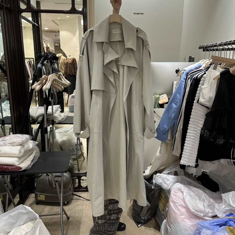 THEMORYPARK東大門直郵㊣女裝新款人氣休閑長款風衣含腰帶春款THE MORY PARK長款風衣