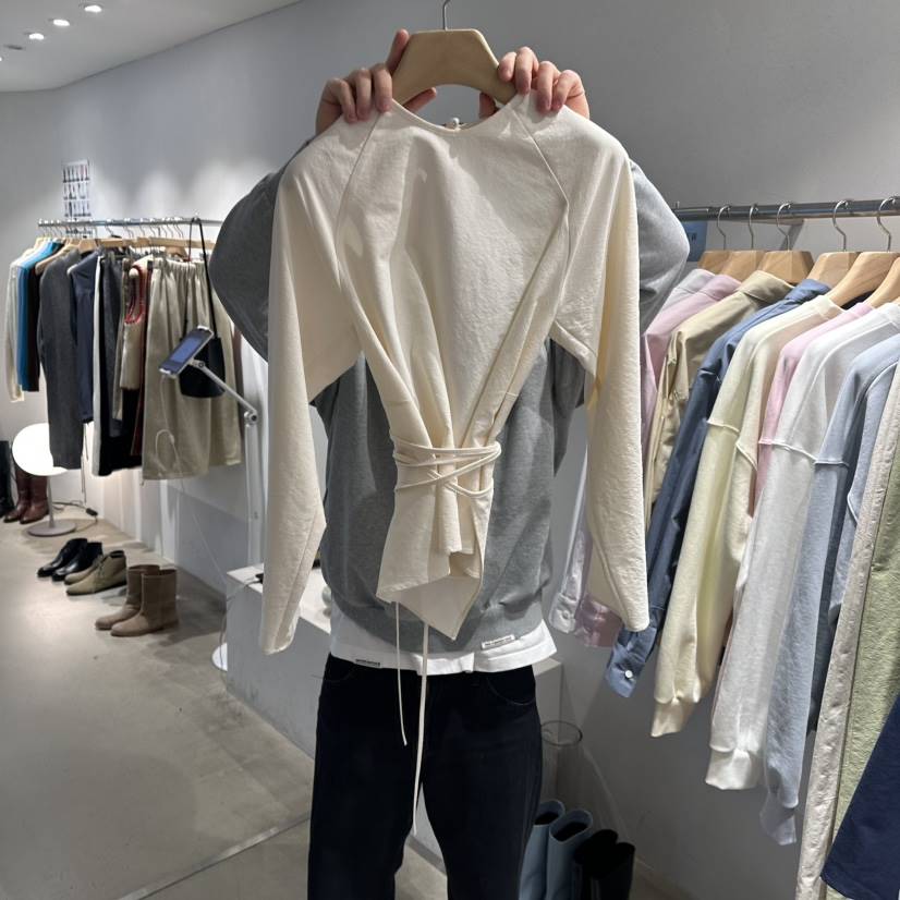 ROOM K-P㊣東大門代購女裝新款26春夏襯衫蕾絲衫含腰繩春款ROOM K襯衫/蕾絲衫