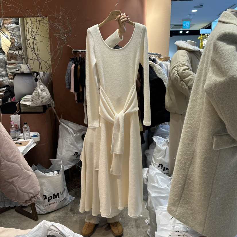 MIENNE㊣東大門實拍女士新款推薦休閑時尚職業熱賣連衣裙腰帶MIENNE連衣裙