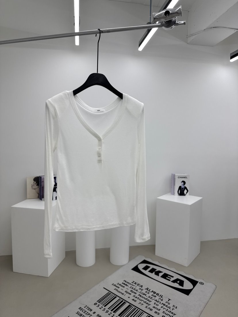 RED-A韓國代購㊣女士新款熱賣時尚真品休閑26春夏長袖T恤紐扣RED-A長袖T恤