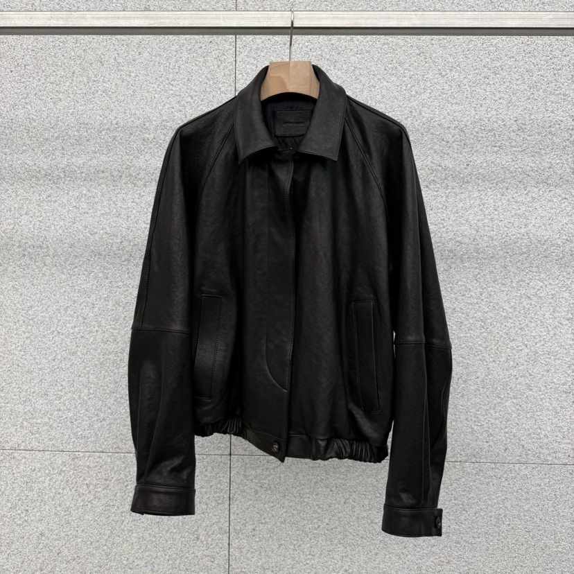 AT THE BAGEL㊣東大門實拍女裝新品真品人氣皮衣春款褶皺AT THE BAGEL皮衣