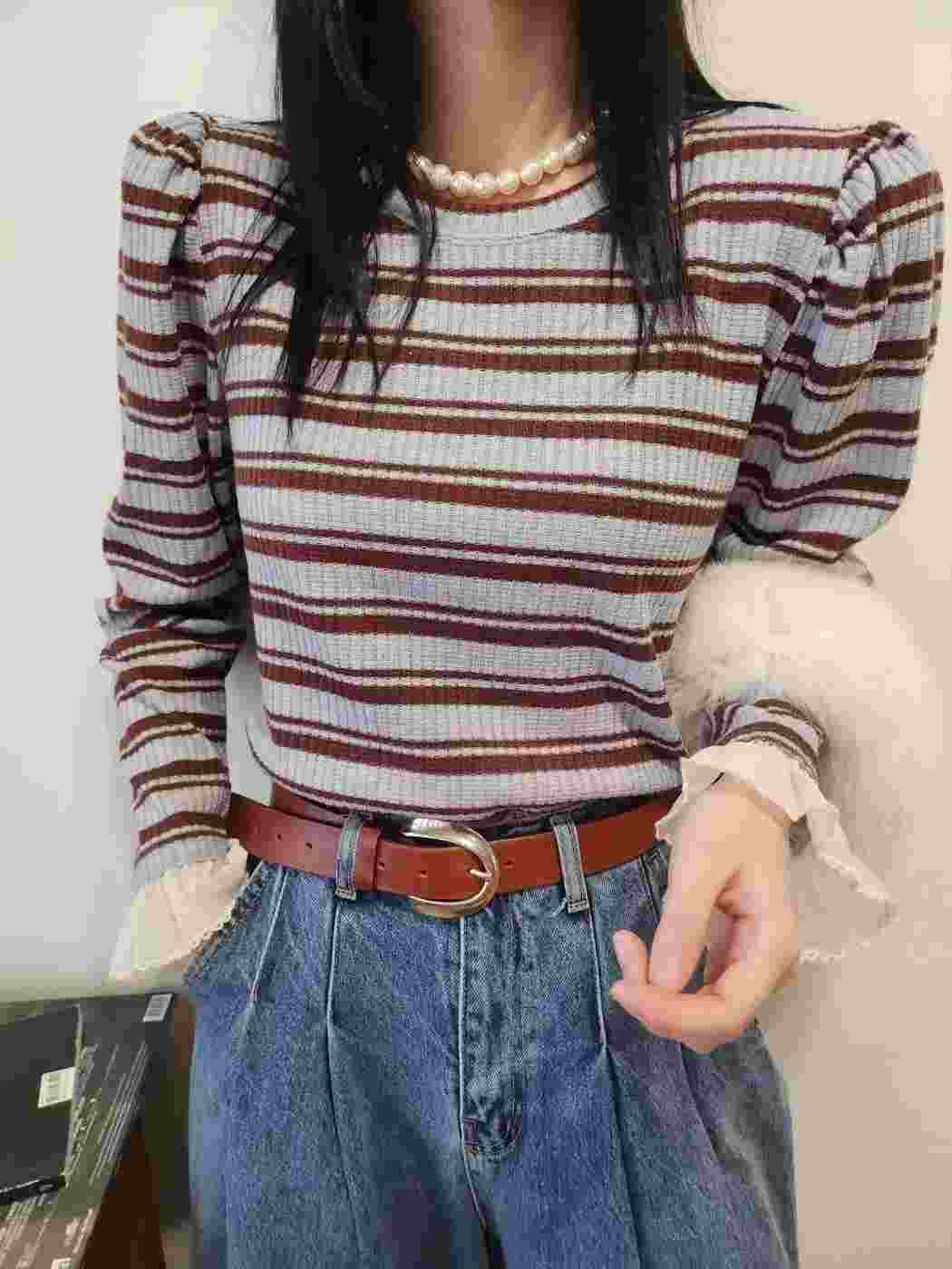 LAYERING東大門實拍女士新品時尚25秋冬職業熱賣人氣長袖T恤LAYERING長袖T恤