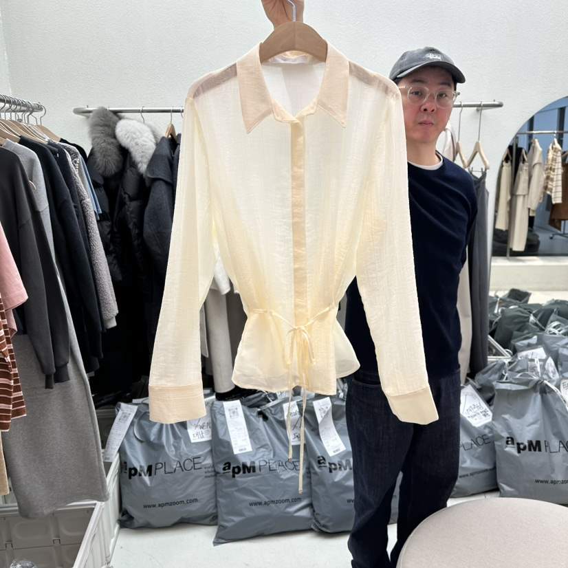 HUMMING BIRD㊣東大門實拍女士新品人氣襯衫蕾絲衫含腰繩春款HUMMING BIRD襯衫/蕾絲衫