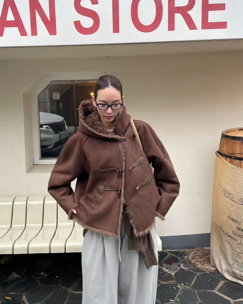 D2/A2韓國直郵㊣女裝新款熱賣時尚26春夏短款大衣羊毛雙面D2/A2短款大衣