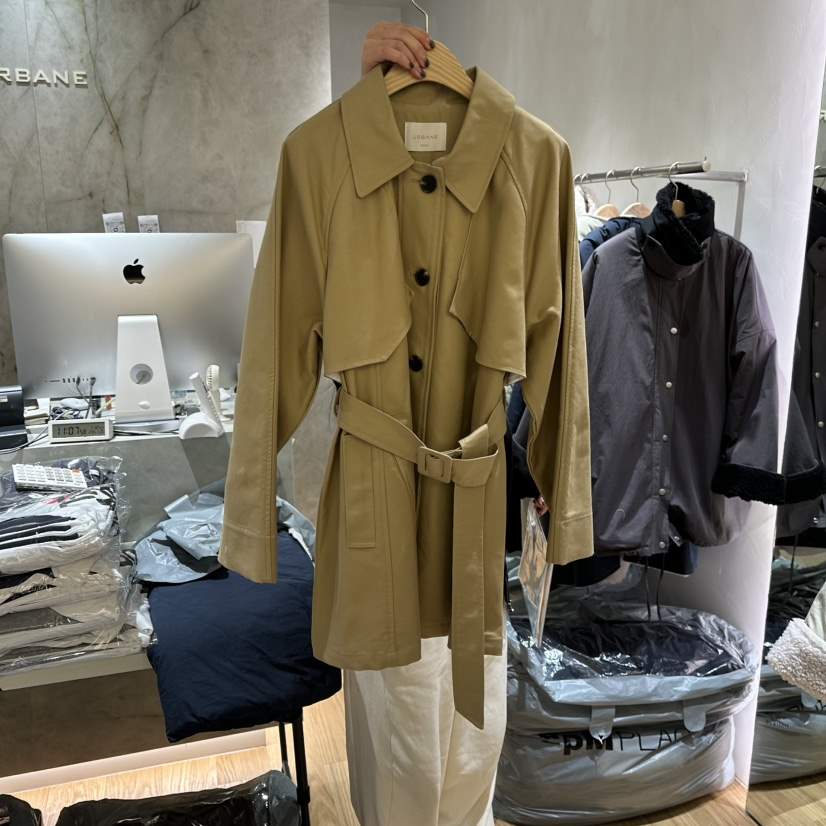 URBANE-P東大門代購女裝新品熱賣25秋冬長款風衣含腰帶春款URBANE-P長款風衣