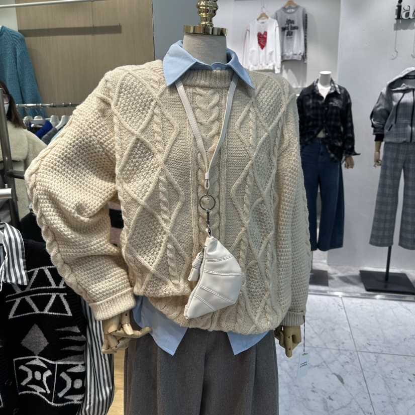 ZIPPER東大門實拍女士新款職業休閑毛衣不含內搭春款寬松ZIPPER毛衣