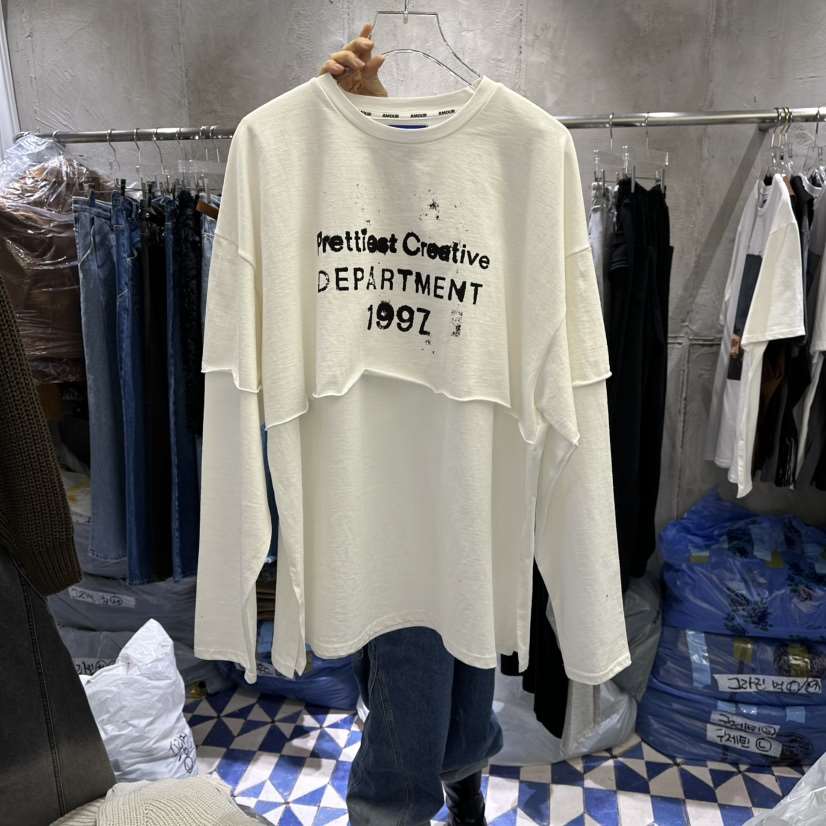 AMOUR東大門直郵女士新款25秋冬休閑職業長袖T恤雙排扣春款AMOUR長袖T恤