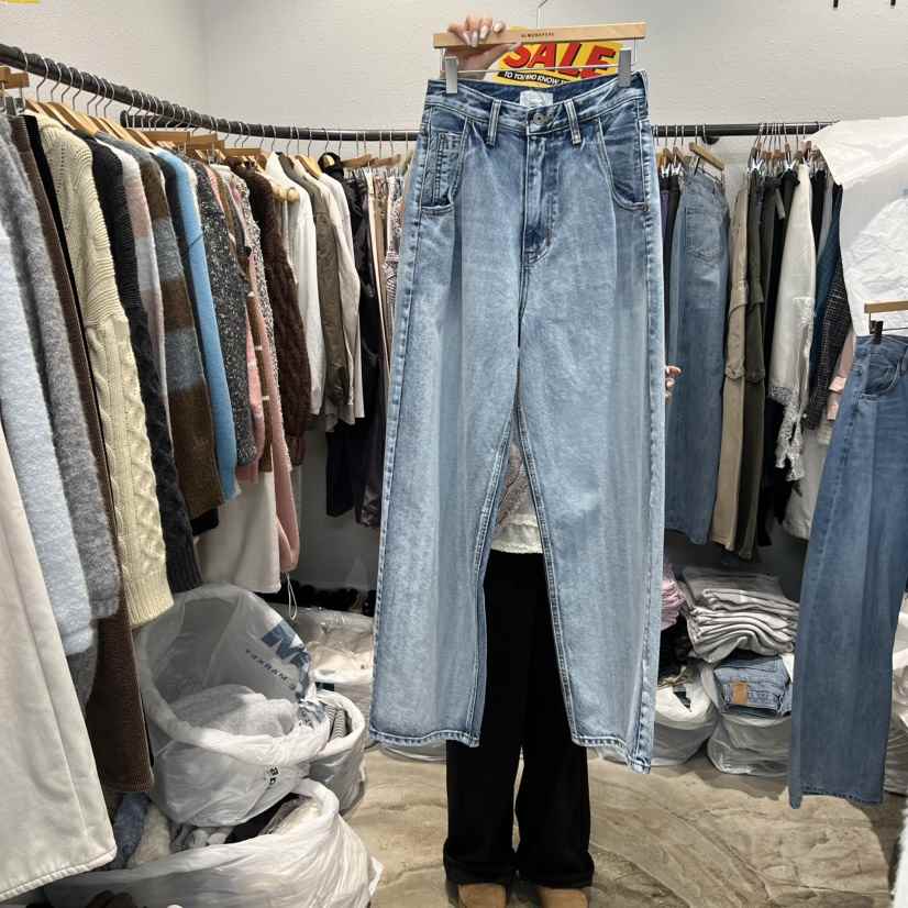 ALMOND PEPE東大門代購女裝新品人氣休閑推薦25秋冬牛仔褲ALMOND PEPE牛仔褲