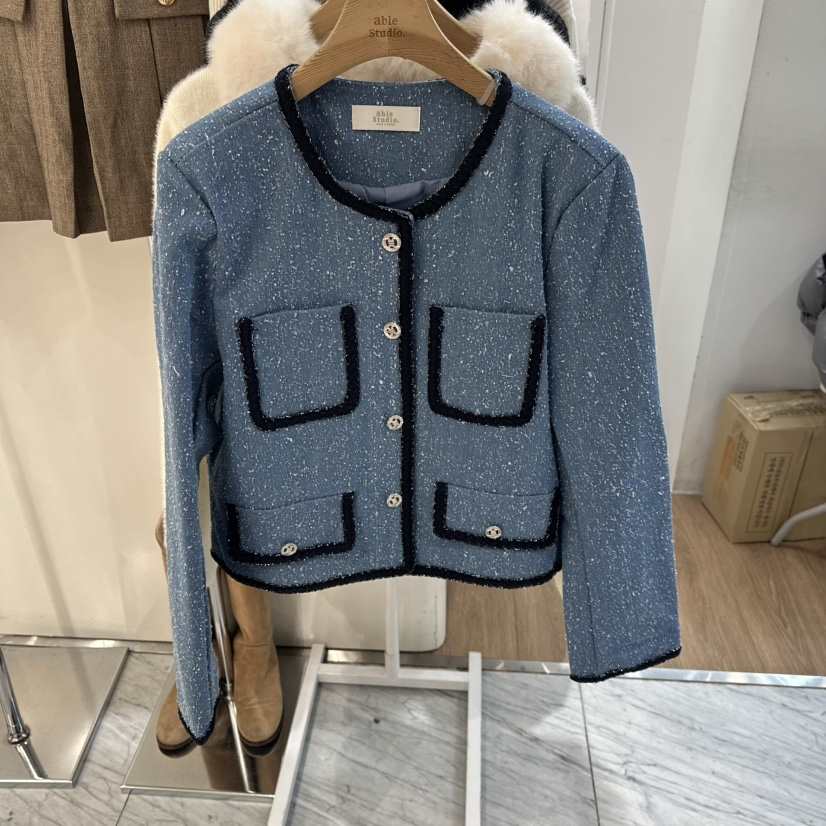 ABLESTUDIO東大門代購女士新款休閑熱賣時尚夾克粗花呢春款ABLESTUDIO夾克