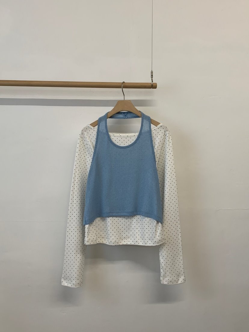 MORE THAN-P韓國代購女士新款時尚休閑長袖T恤假兩件春款MORE THAN長袖T恤