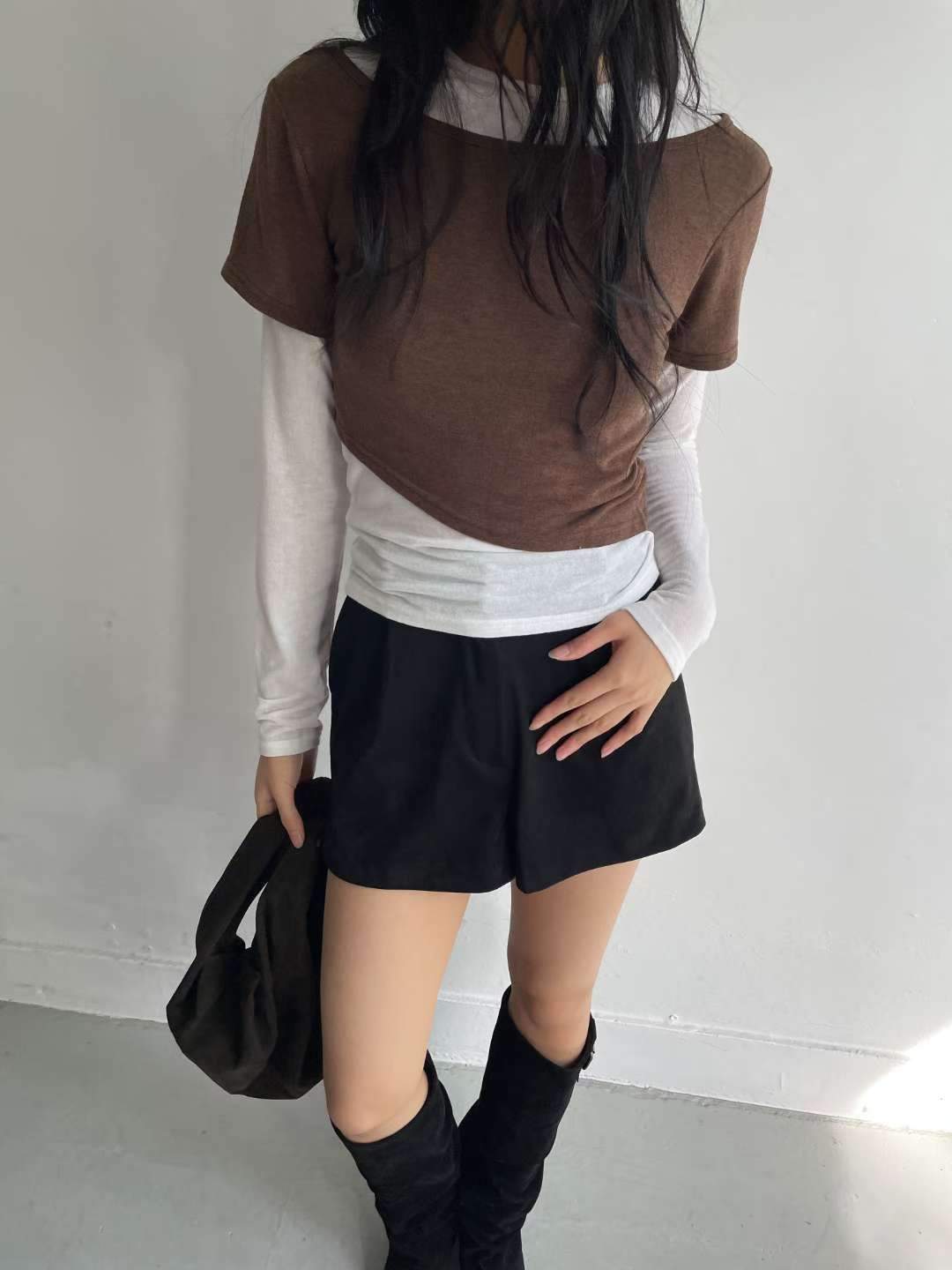 AWESOME-ot東大門直郵㊣女裝新款熱賣人氣時尚長袖T恤假兩件AWESOME-ot長袖T恤