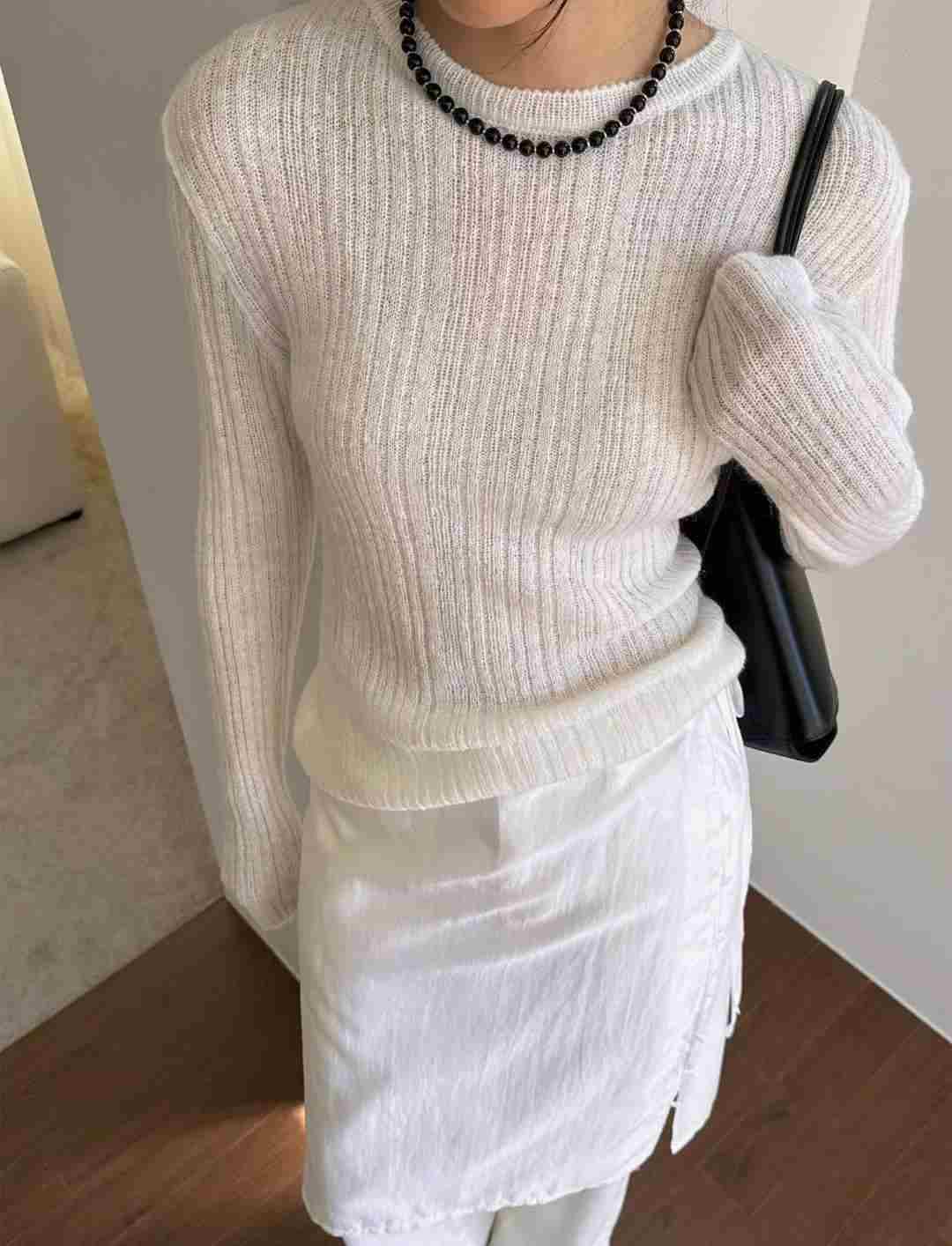 POMELO㊣東大門實拍女士新品26春夏時尚休閑職業針織衫馬海毛POMELO針織衫