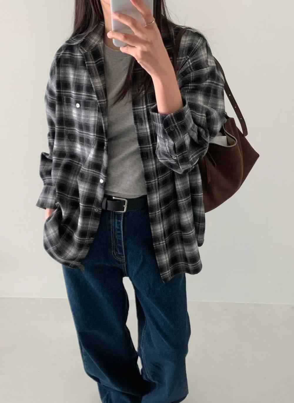 POMELO韓國直郵㊣女裝新品真品職業熱賣休閑襯衫蕾絲衫格子POMELO襯衫/蕾絲衫