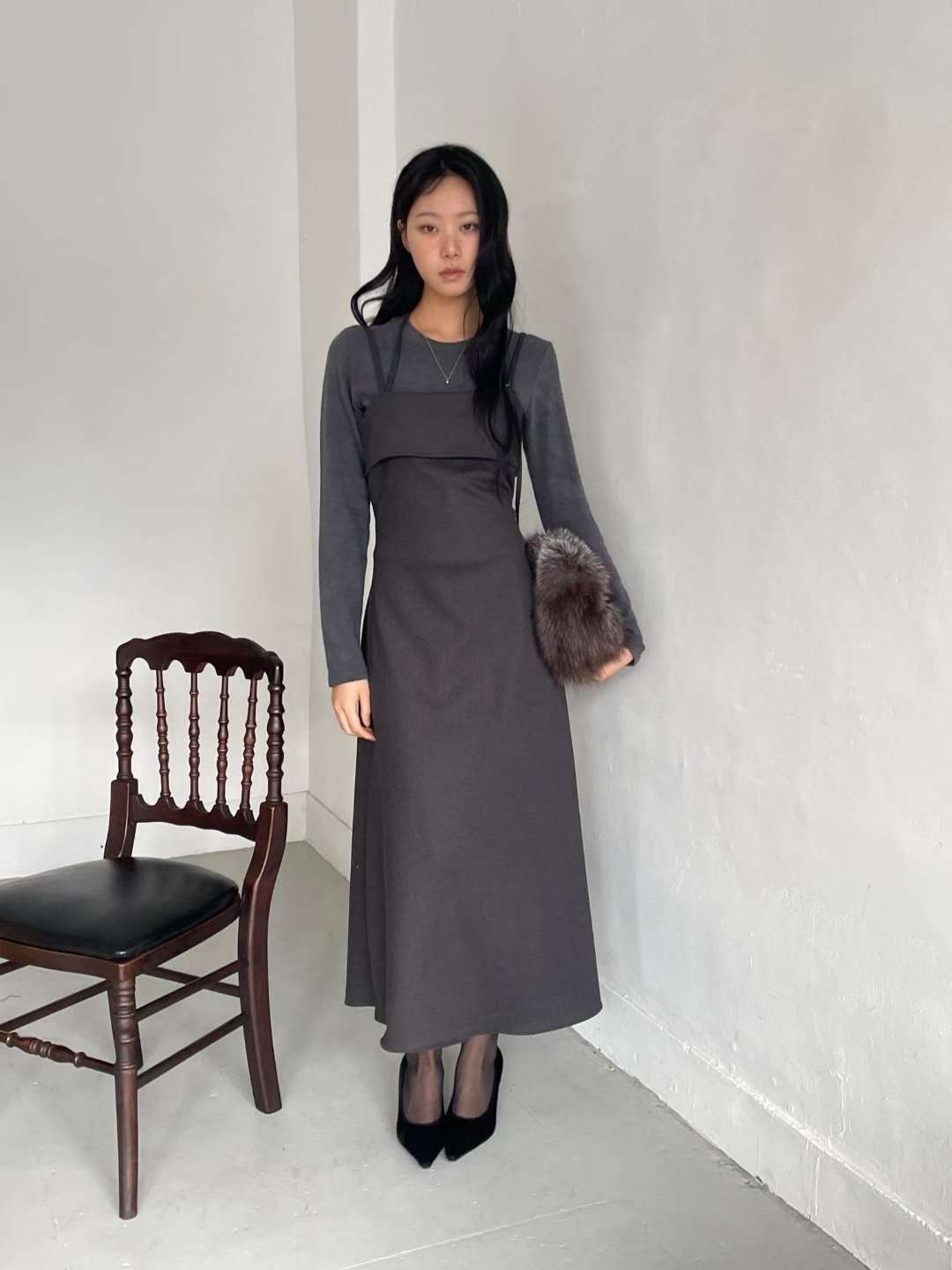 AWESOME-ot韓國直郵㊣女裝新款休閑職業真品連衣裙不含內搭AWESOME-ot連衣裙