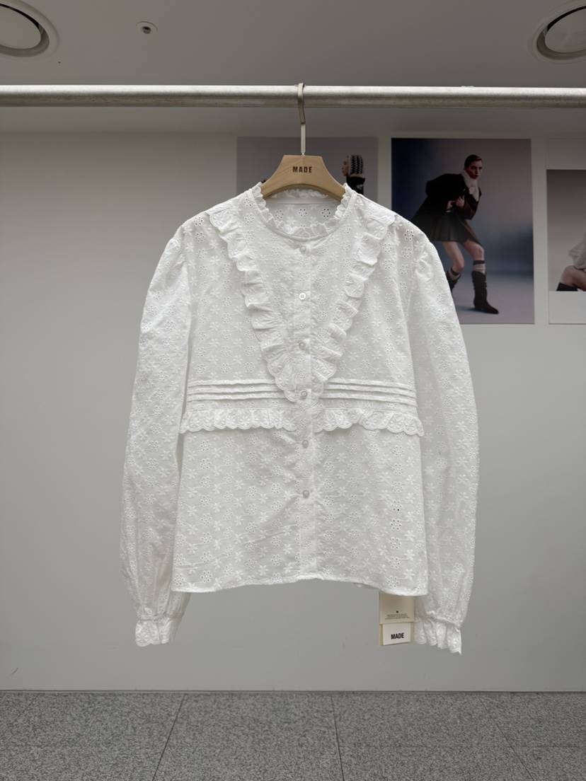 MADE-P韓國代購㊣女裝新款26春夏推薦時尚職業人氣襯衫蕾絲衫MADE-P襯衫/蕾絲衫