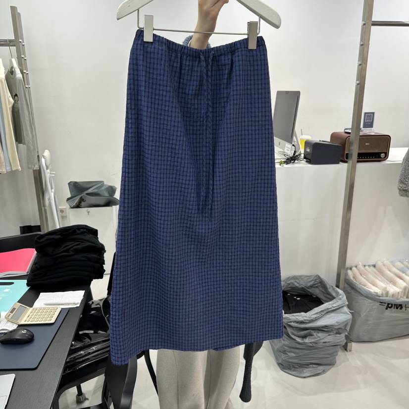 VISUAL SPACE韓國代購㊣女裝新品熱賣人氣時尚長裙春款格子VISUAL SPACE長裙