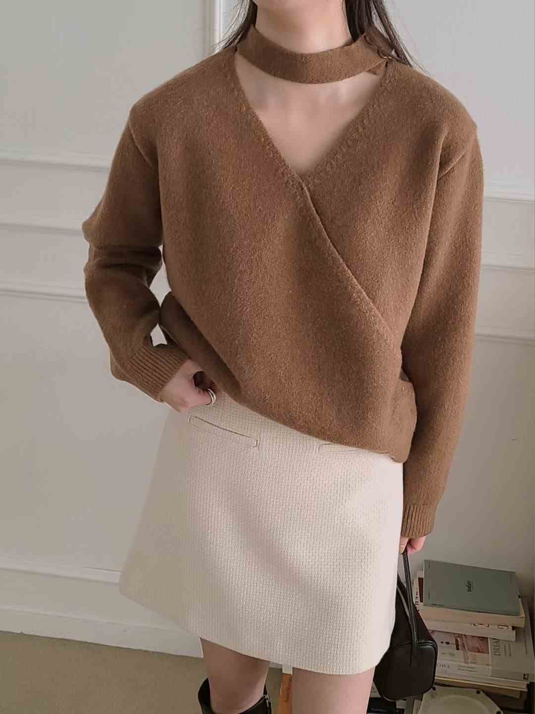 BRING東大門代購女裝新款職業推薦熱賣時尚25秋冬針織衫含脖帶BRING針織衫