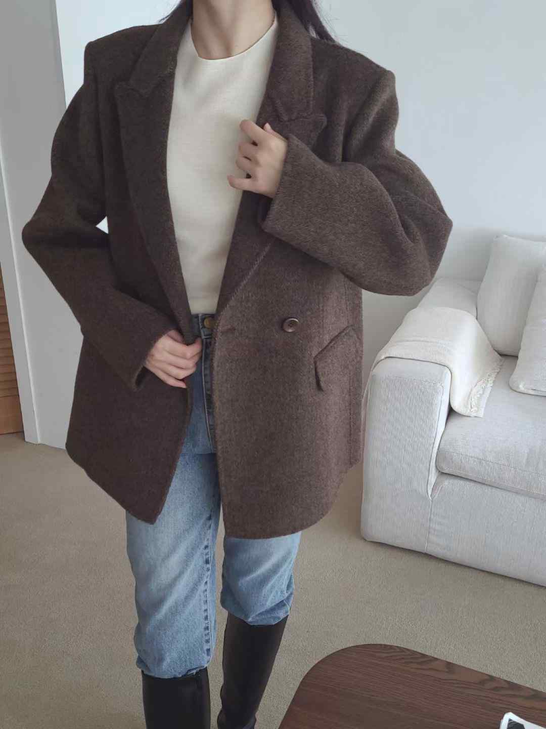 BRING韓國代購女士新品休閑職業推薦25秋冬時尚中長款大衣BRING中長款大衣