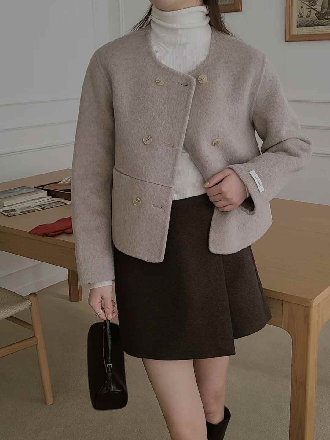 BRING東大門實拍女士新款人氣休閑時尚推薦熱賣職業短款大衣BRING短款大衣