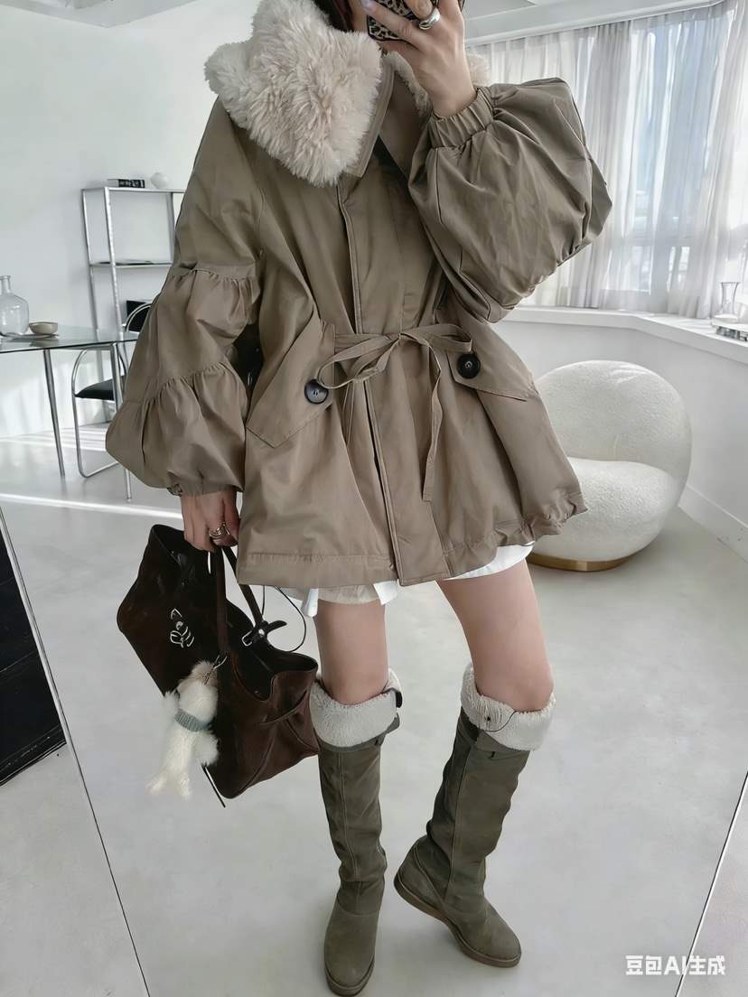 BLACKFRIDAY㊣東大門代購女裝新品26春夏時尚短款羽絨服羊毛絨BLACK FRIDAY短款羽絨服