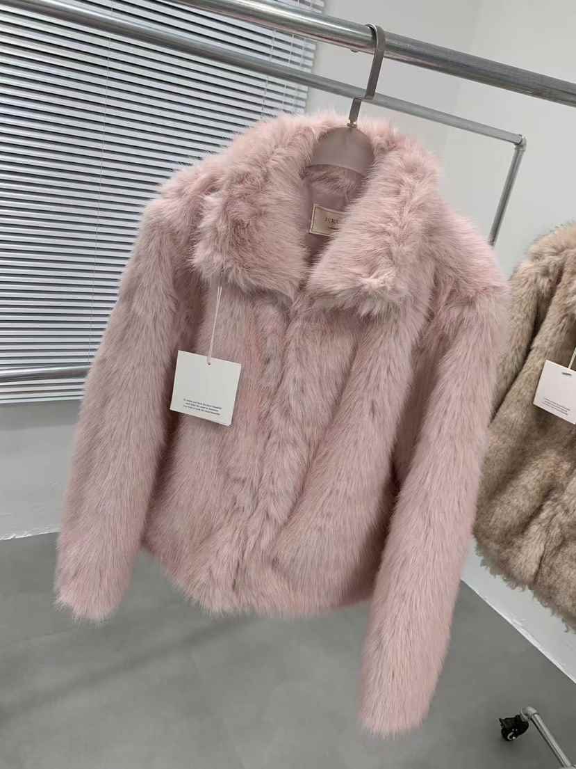 J CRANE-A㊣東大門實拍女裝新品職業休閑人氣短款大衣毛絨J CRANE短款大衣