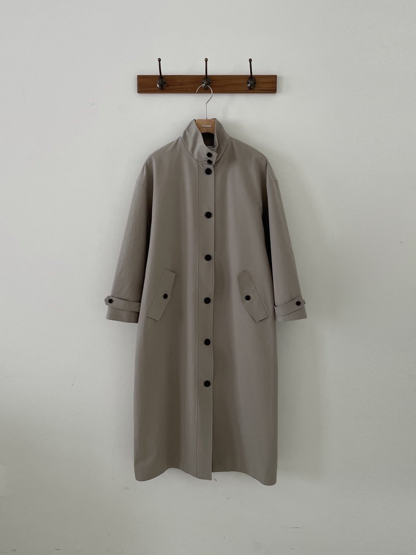 3 ANOTHER韓國代購㊣女裝新品熱賣長款風衣含腰帶春款高領長款3 ANOTHER長款風衣