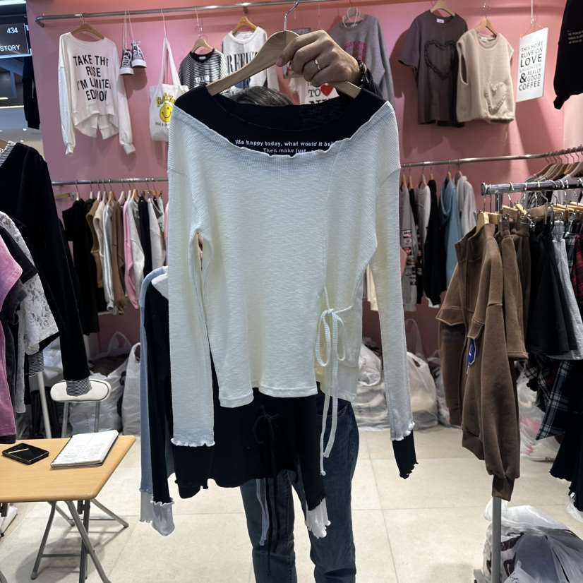 K STORY㊣東大門代購女士新款26春夏時尚人氣推薦長袖T恤春款K STORY長袖T恤