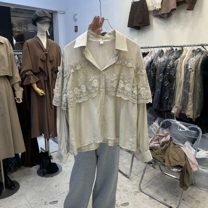 MARIGOLD㊣東大門代購女裝新款推薦人氣26春夏襯衫蕾絲衫蕾絲MARIGOLD襯衫/蕾絲衫