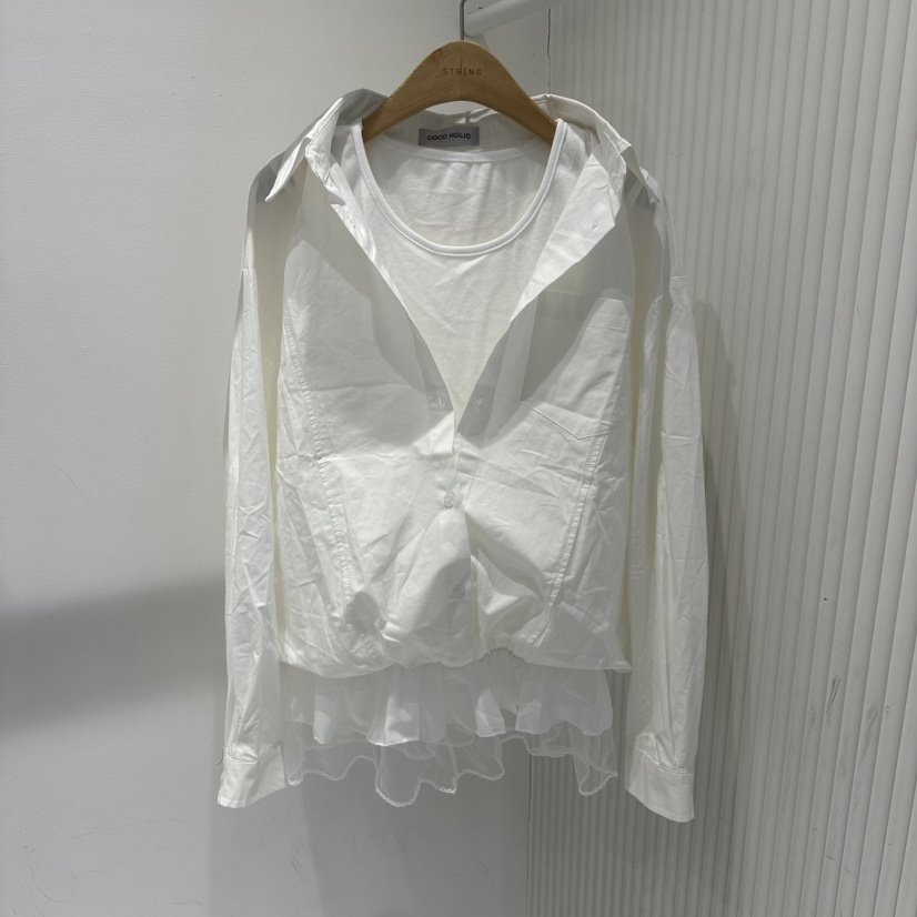 COCO HOLIC韓國直郵㊣女裝新品真品熱賣休閑襯衫蕾絲衫假兩件COCO HOLIC襯衫/蕾絲衫