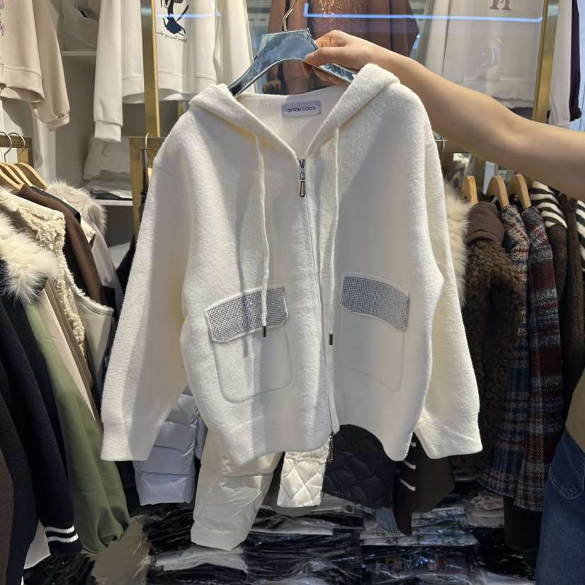 COCO HOLIC韓國直郵㊣女士新款推薦時尚熱賣針織衫連帽拉鏈衫COCO HOLIC針織衫