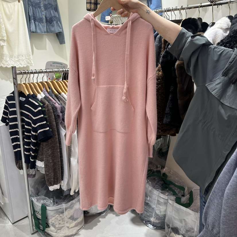 BIKINI㊣東大門實拍女士新款熱賣休閑26春夏連衣裙連帽針織衫BIKINI連衣裙