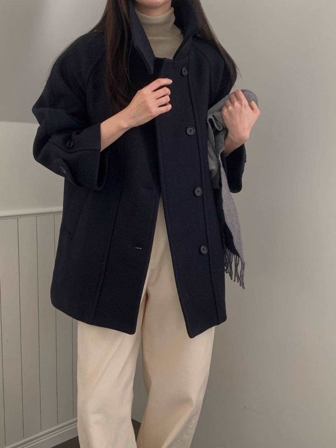 LIBRE韓國代購女士新品休閑職業時尚人氣25秋冬中長款大衣HAY KNOCK中長款大衣