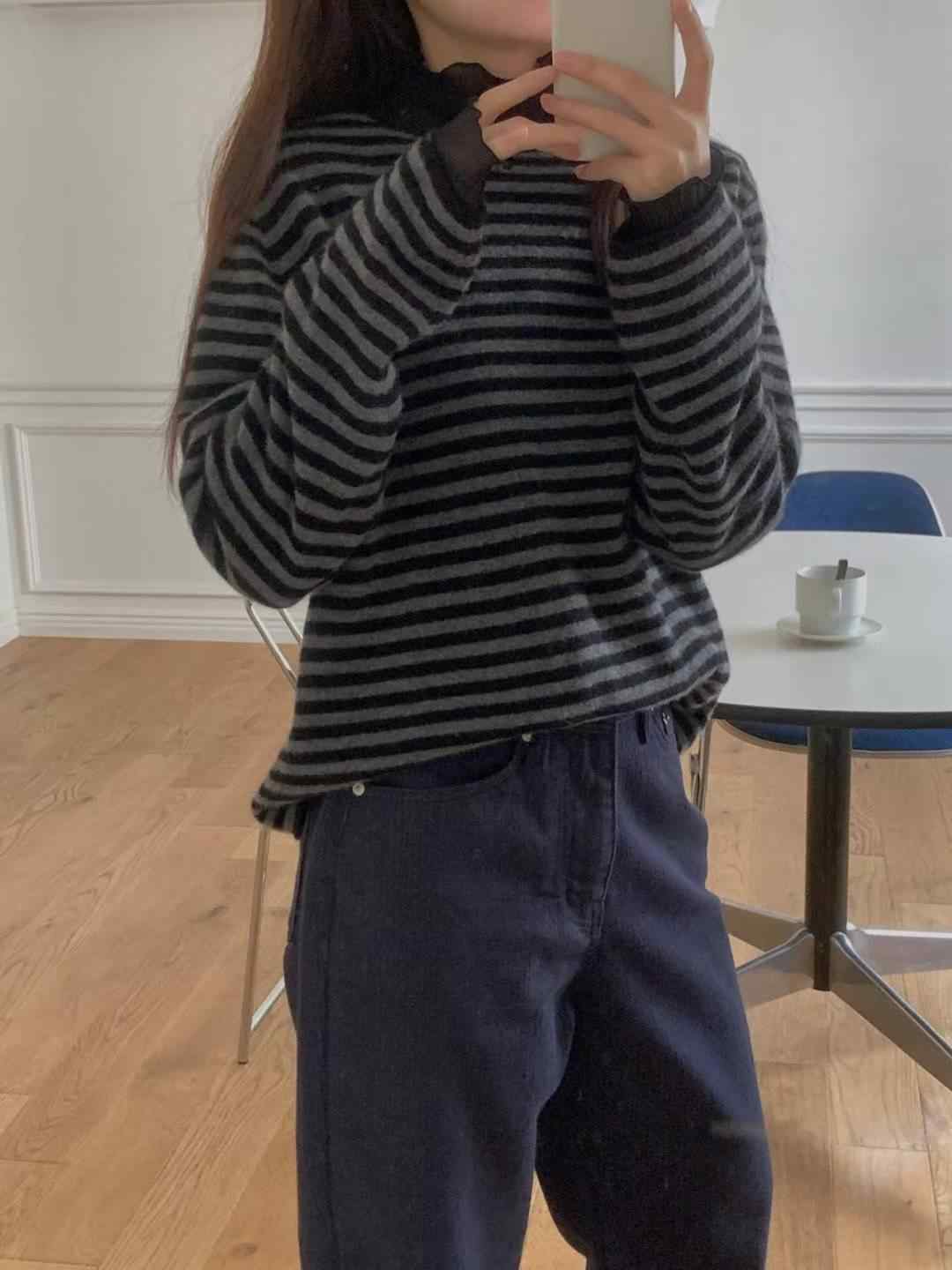 LIBRE東大門代購女士新款人氣熱賣時尚休閑針織衫羊絨船領HAY KNOCK針織衫