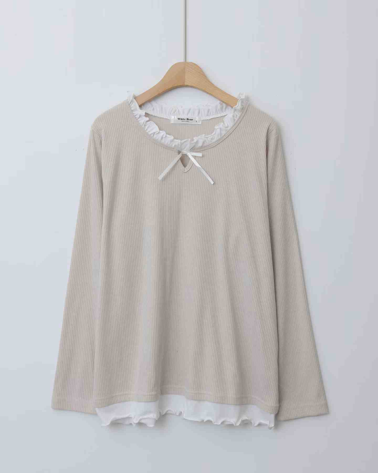 WHITE BEAR㊣東大門實拍女士新款時尚職業熱賣人氣長袖T恤WHITE BEAR長袖T恤