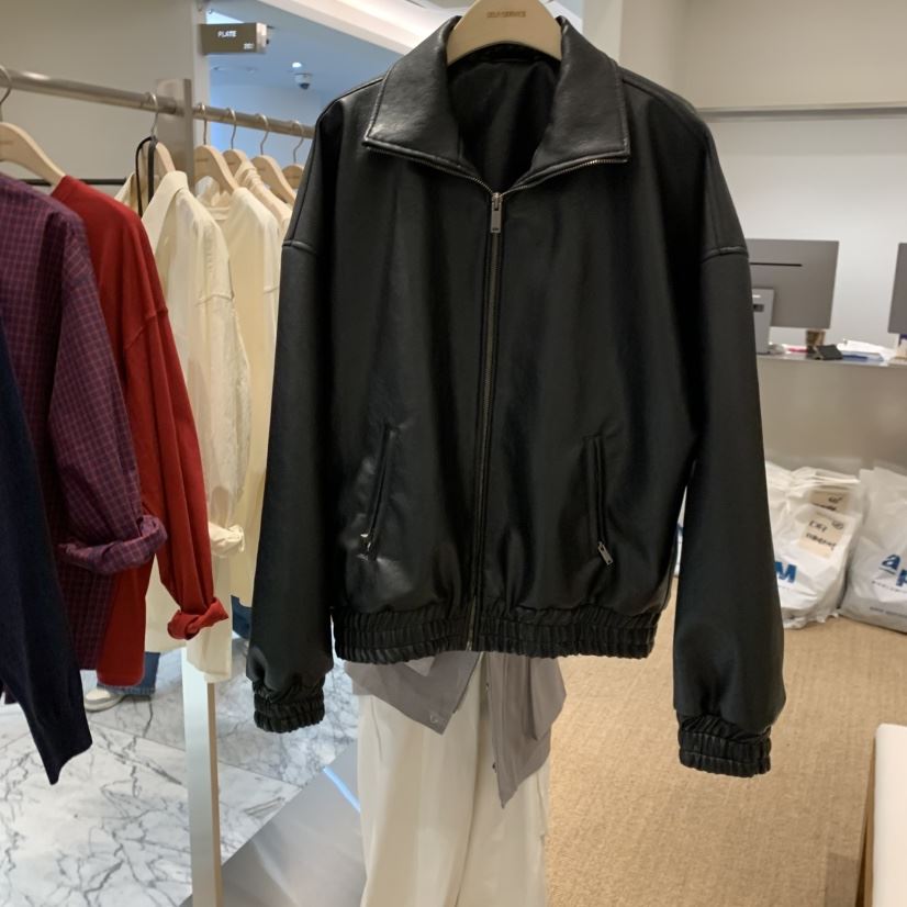 SELF SERVICE㊣東大門代購女士新款推薦時尚職業休閑皮衣高領SELF SERVICE皮衣