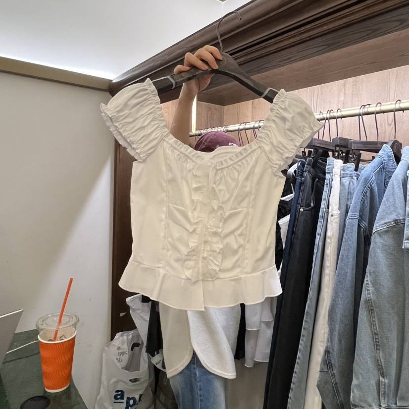 VIRKIN㊣東大門代購女裝新品熱賣時尚職業襯衫蕾絲衫荷葉邊VIRKIN襯衫/蕾絲衫