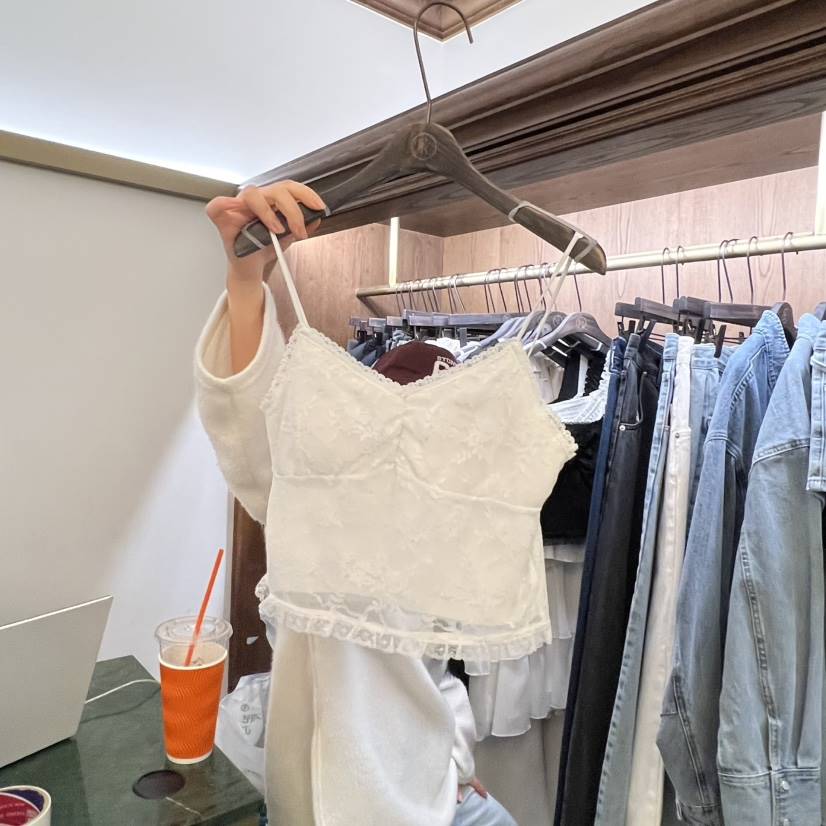 VIRKIN韓國直郵㊣女裝新款真品26春夏人氣休閑吊帶背心蕾絲VIRKIN吊帶/背心